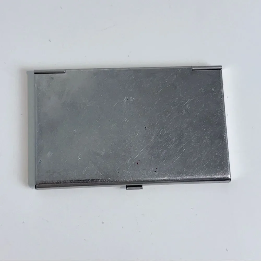 Silver Blue Tattoo Print Business Card Holder Y2K